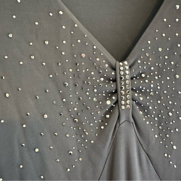 Elena Mirò Gray Studded Midi Dress Size 14 Evening Glam Long Sleeve Gown - Picture 5 of 12